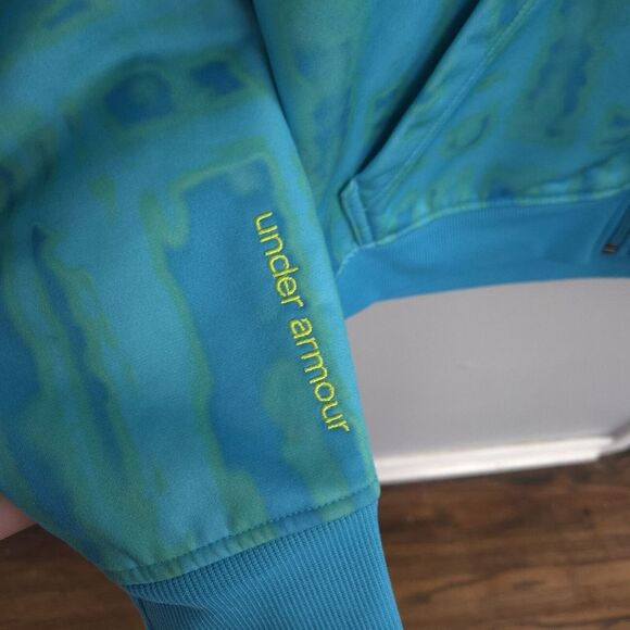 Under Armour Full Zip Semi Fitted Hooded Sweatshirt‎ Women's M Teal Tie Dye - Picture 4 of 11